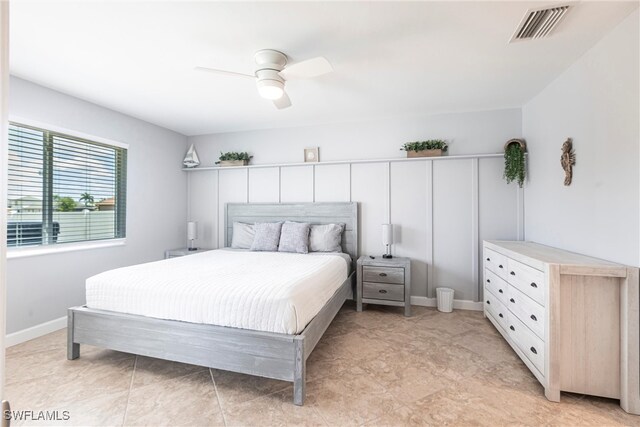 3801 SW 1st Ln, Cape Coral, FL 33991 - bedroom featuring baseboards, a ceiling fan, and visible vents