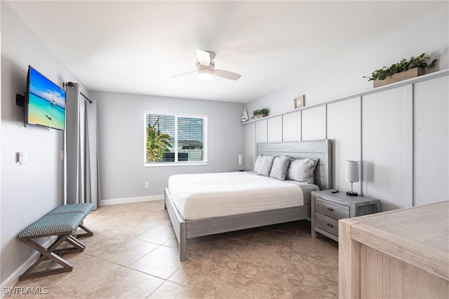 3801 SW 1st Ln, Cape Coral, FL 33991 - bedroom featuring light tile patterned floors, baseboards, and ceiling fan