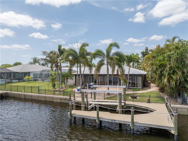 2020 Aruba Ave, Fort Myers, FL 33905 - dock featuring a water view and boat lift