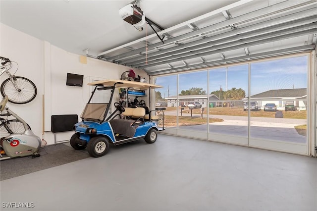garage with a garage door opener