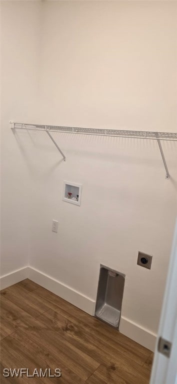 5005 Eifel Ln, Labelle, FL 33935 - laundry area with electric dryer hookup, dark wood-type flooring, and hookup for a washing machine