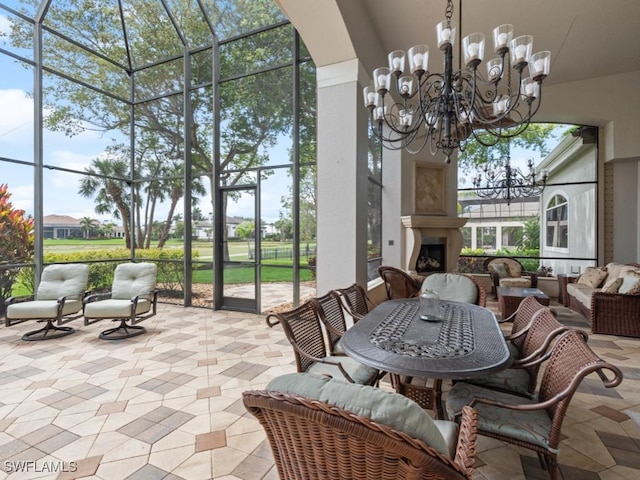 4244 Brynwood Dr, Naples, FL 34119 - sunroom / solarium featuring a chandelier