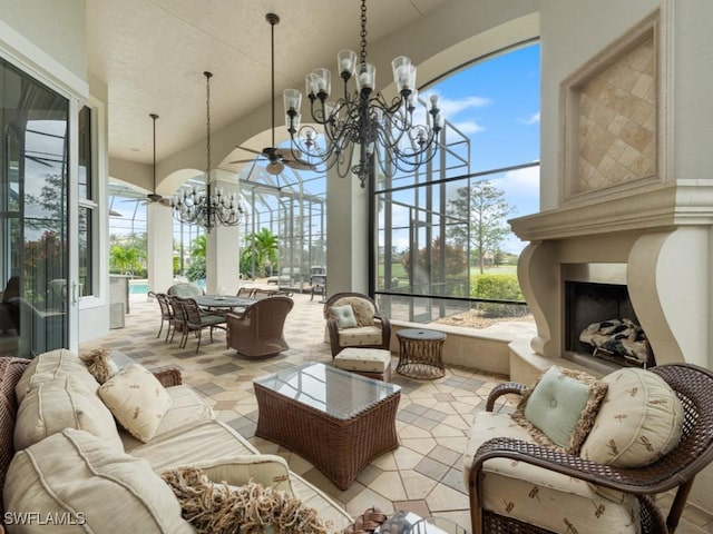 4244 Brynwood Dr, Naples, FL 34119 - sunroom / solarium featuring a chandelier