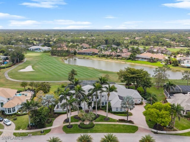 4244 Brynwood Dr, Naples, FL 34119 - aerial view featuring golf course view, a water view, and a residential view