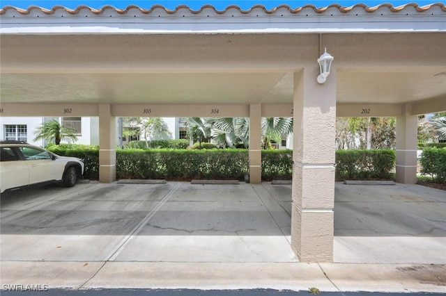 view of covered parking lot