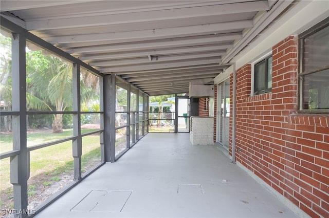view of unfurnished sunroom