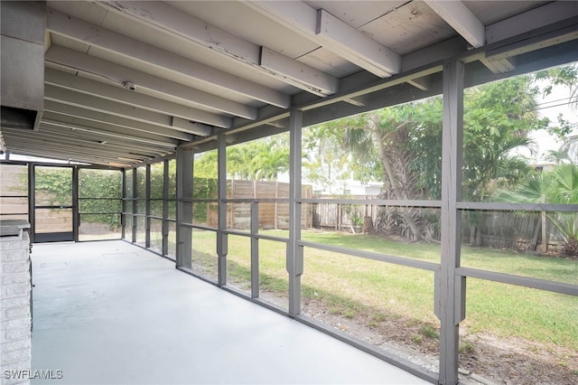 view of unfurnished sunroom