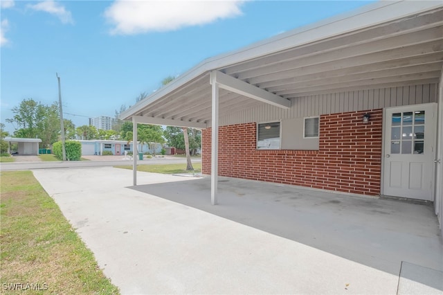 view of patio with an attached carport