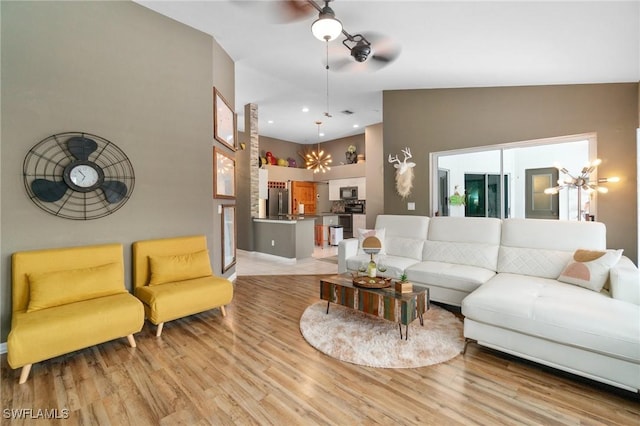 3701 Bali Ln, Estero, FL 33928 - living area featuring ceiling fan, recessed lighting, and light wood finished floors