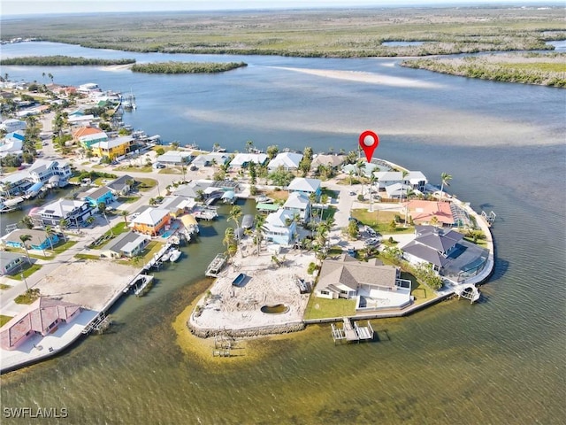 11915 Island Ave, Matlacha, FL 33993 - drone / aerial view featuring a residential view and a water view
