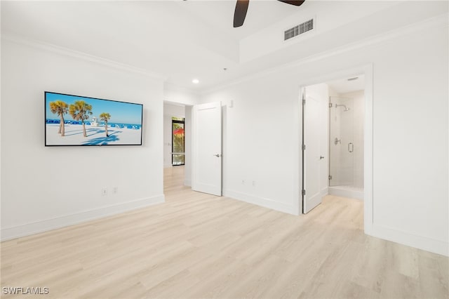 9123 Strada Pl Unit 7316, Naples, FL 34108 - unfurnished bedroom with light wood-style flooring, ornamental molding, baseboards, recessed lighting, and ensuite bath
