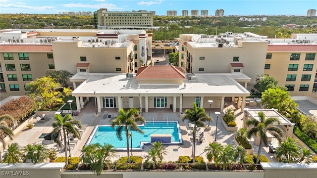 9123 Strada Pl Unit 7316, Naples, FL 34108 - view from above of property featuring a pool area