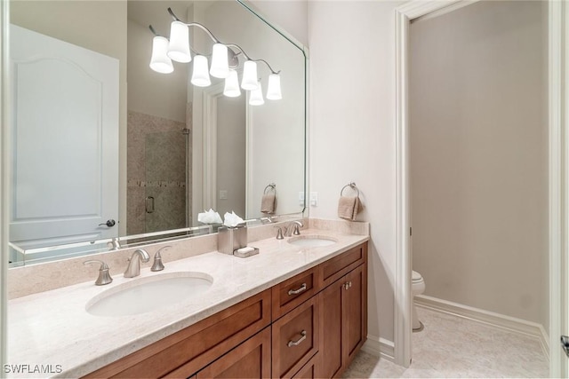 12581 Vittoria Way, Fort Myers, FL 33912 - full bathroom featuring double vanity, a stall shower, and toilet
