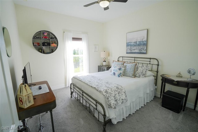 2533 SW 17th Pl, Cape Coral, FL 33914 - bedroom with carpet flooring, a ceiling fan, and baseboards