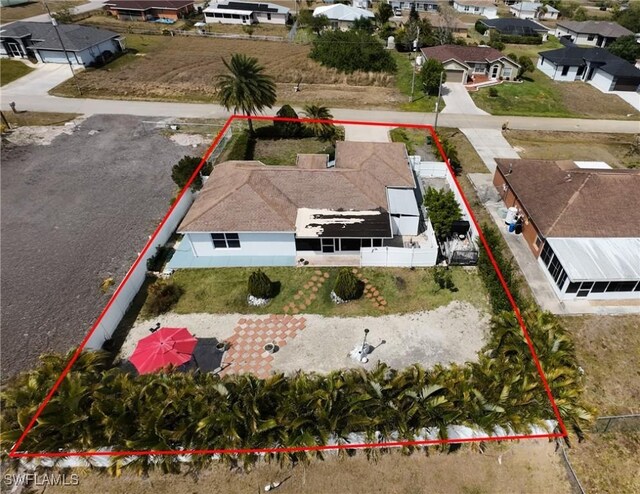 aerial view with a residential view