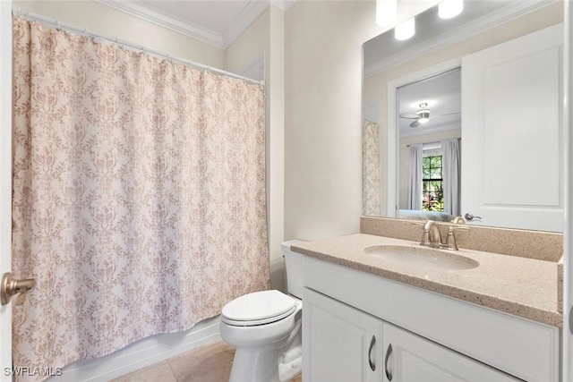 3260 Miyagi Ln, Naples, FL 34114 - full bathroom featuring tile patterned flooring, vanity, crown molding, toilet, and shower / bath combo