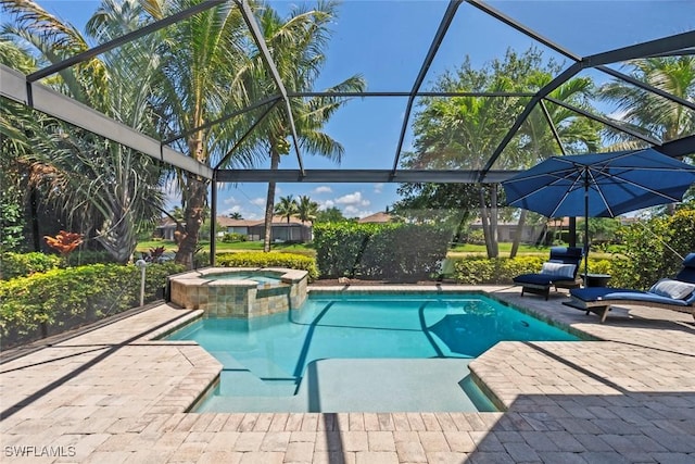 3260 Miyagi Ln, Naples, FL 34114 - view of pool with a pool with connected hot tub, a lanai, and a patio
