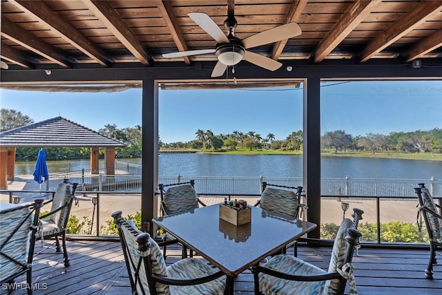3260 Miyagi Ln, Naples, FL 34114 - view of dock featuring a gazebo, outdoor dining area, and a water view