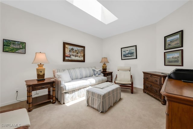 172 Via Napoli, Naples, FL 34105 - living area with a skylight, light carpet, and baseboards