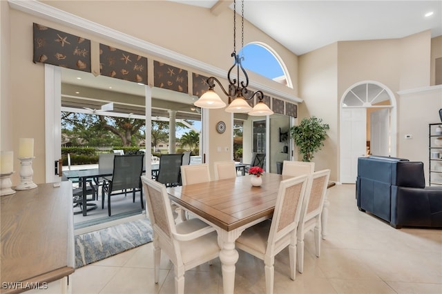 172 Via Napoli, Naples, FL 34105 - tiled dining space with a high ceiling and recessed lighting