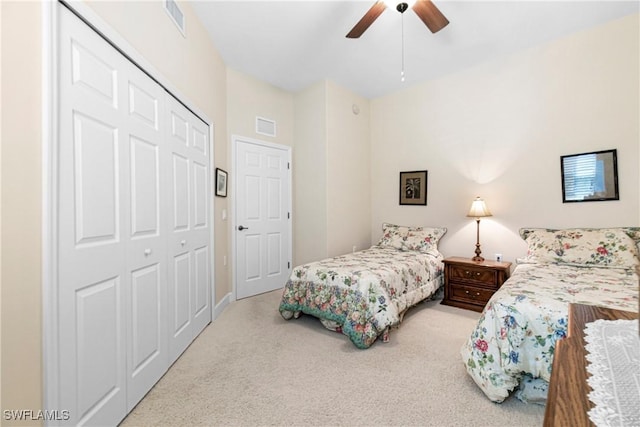 10644 Pelican Preserve Blvd # 101, Fort Myers, FL 33913 - carpeted bedroom featuring visible vents, a closet, and a ceiling fan
