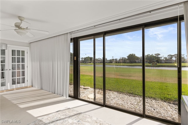 unfurnished sunroom with french doors