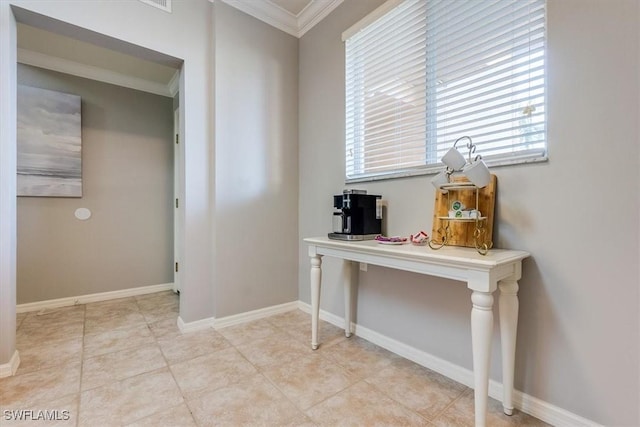 8251 Pathfinder Loop Unit 615, Fort Myers, FL 33919 - office area featuring ornamental molding and baseboards