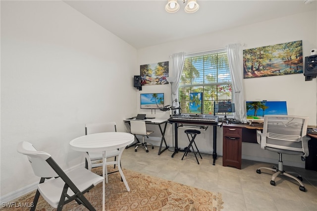 3657 Crimson Ln, Fort Myers, FL 33916 - home office with lofted ceiling and baseboards