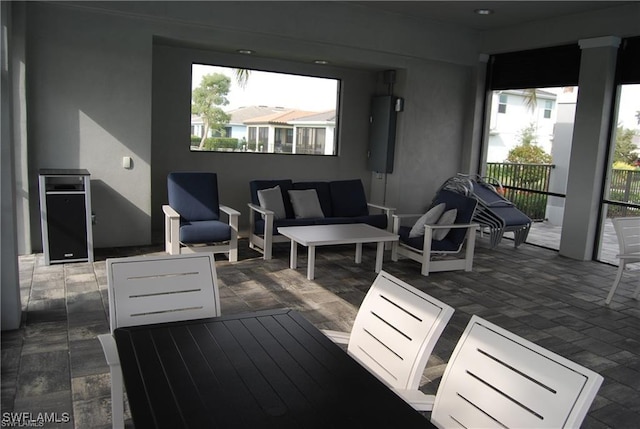 3657 Crimson Ln, Fort Myers, FL 33916 - wooden terrace featuring a patio area and an outdoor hangout area