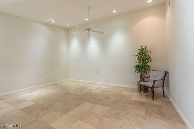7857 Umberto Ct, Naples, FL 34114 - spare room with baseboards, a ceiling fan, and recessed lighting
