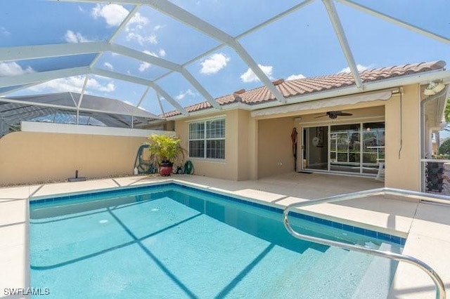 7857 Umberto Ct, Naples, FL 34114 - outdoor pool featuring a patio area, a lanai, and a ceiling fan