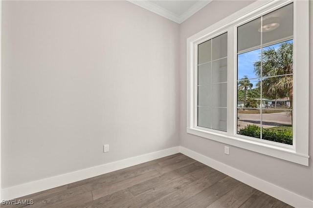 1134 Trail Terrace Dr, Naples, FL 34103 - spare room with baseboards, crown molding, and dark wood finished floors