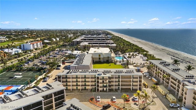 1501 Middle Gulf Dr Unit I-101, Sanibel, FL 33957 - birds eye view of property featuring a beach view and a water view