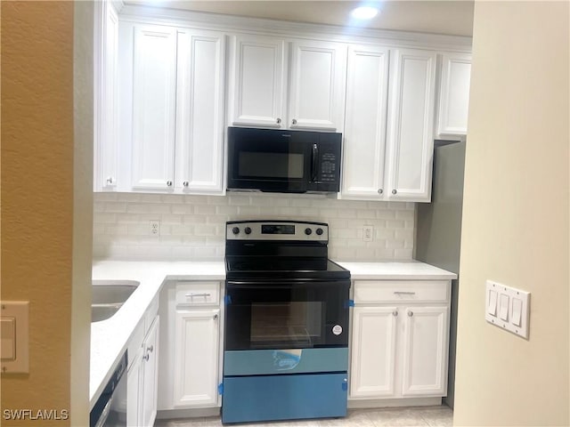 7725 Woodbrook Cir Unit 3503, Naples, FL 34104 - kitchen with black microwave, range with electric cooktop, dishwasher, and white cabinetry