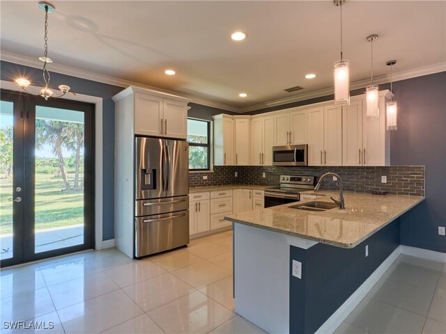 4324 22nd Ave SE, Naples, FL 34117 - kitchen featuring stainless steel appliances, a healthy amount of sunlight, a sink, and a peninsula