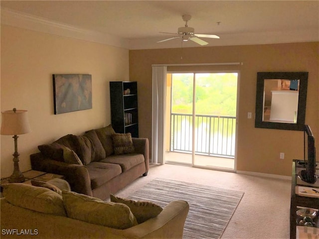 11510 Villa Grand Unit 418, Fort Myers, FL 33913 - living area featuring baseboards, carpet floors, and ceiling fan