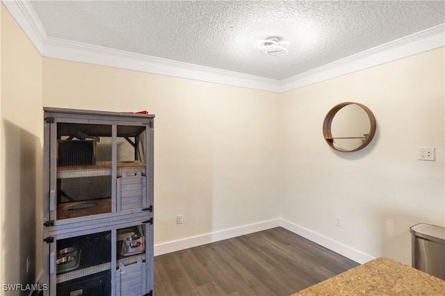 11520 Villa Grand Unit 1018, Fort Myers, FL 33913 - unfurnished bedroom with baseboards, a textured ceiling, ornamental molding, and dark wood finished floors