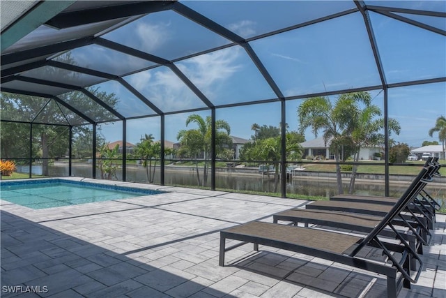 3318 SW 8th Pl, Cape Coral, FL 33914 - pool with a water view, a patio area, and a lanai