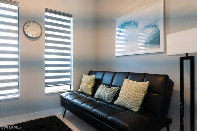 living area with baseboards