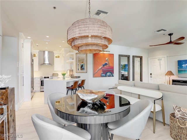 365 5th Ave S Unit 307, Naples, FL 34102 - dining area with a ceiling fan and recessed lighting