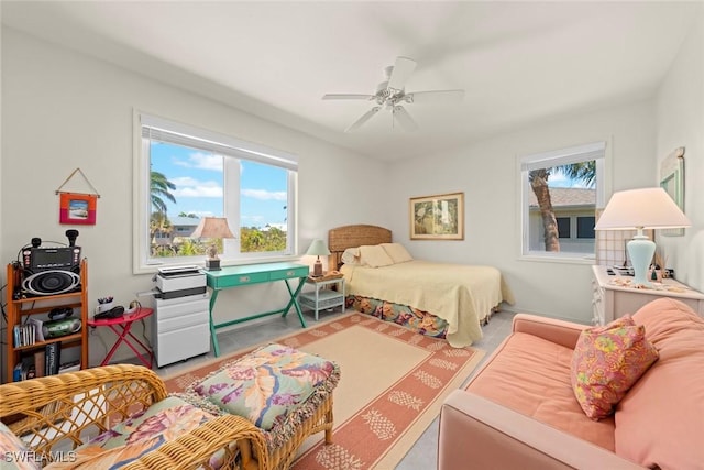 984 Black Skimmer Way, Sanibel, FL 33957 - bedroom featuring multiple windows and ceiling fan