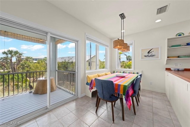 984 Black Skimmer Way, Sanibel, FL 33957 - dining room featuring light tile patterned floors, recessed lighting, baseboards, and visible vents