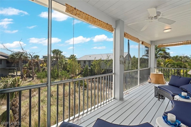 984 Black Skimmer Way, Sanibel, FL 33957 - sunroom featuring a ceiling fan