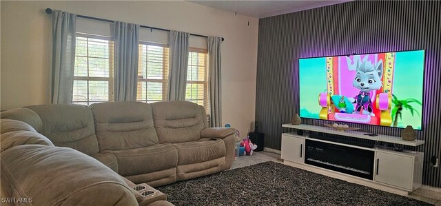 8051 Primrose Blvd, Labelle, FL 33935 - living area with plenty of natural light, carpet, an accent wall, and baseboards