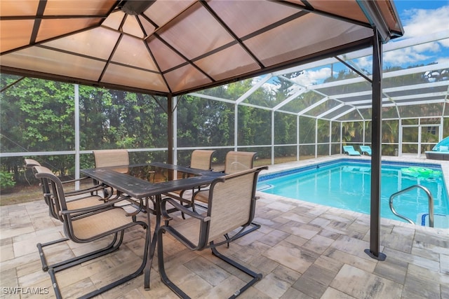 7904 Eagles Flight Ln, Fort Myers, FL 33912 - pool with a lanai, a patio, and outdoor dining area
