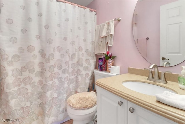 321 NW 19th Ter, Cape Coral, FL 33993 - bathroom featuring toilet, vanity, and a shower with shower curtain