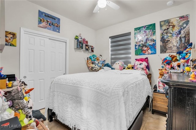 4558 Lamaida Ln, Ave Maria, FL 34142 - bedroom featuring light tile patterned floors, a closet, and ceiling fan