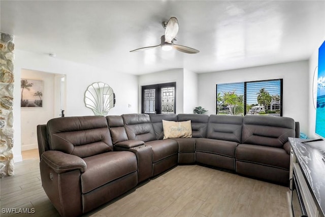 387 S Heathwood Dr, Marco Island, FL 34145 - living area featuring light wood-style flooring and ceiling fan