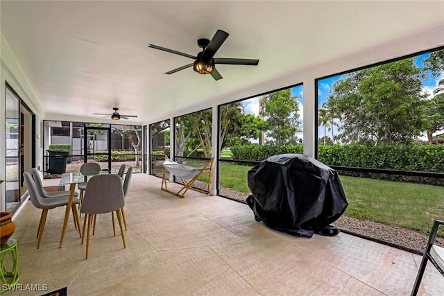 387 S Heathwood Dr, Marco Island, FL 34145 - sunroom featuring plenty of natural light, outdoor dining space, and ceiling fan