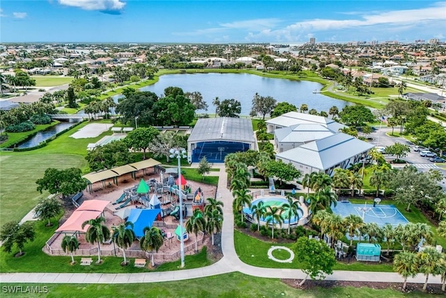 387 S Heathwood Dr, Marco Island, FL 34145 - birds eye view of property with a water view, golf course view, and a residential view